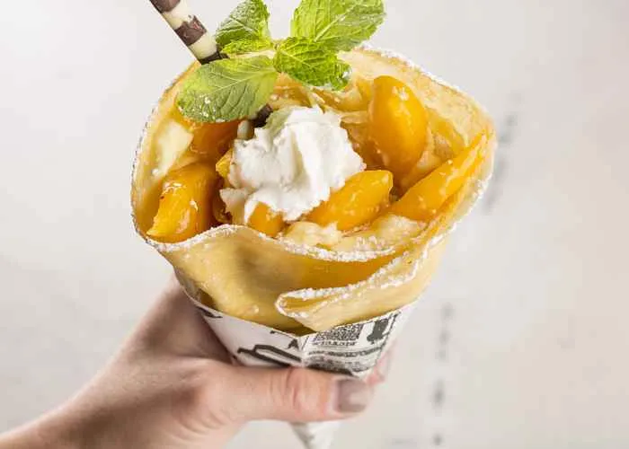 Peaches N Cream for Crepe Cones at Toni Patisserie All Summer Long