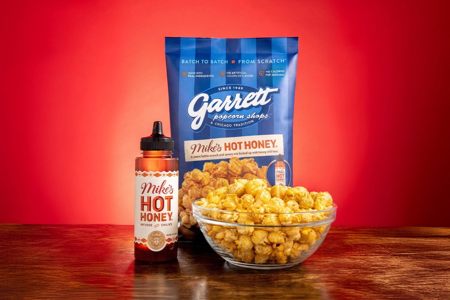 MHH GARRETT for Garrett Popcorn Shops Teams with Mike's Hot Honey for a Sweet Heat Treat