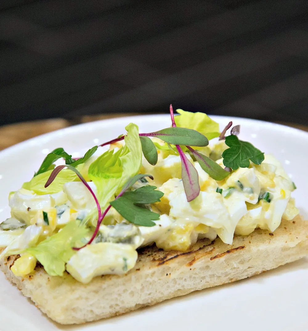 Open Faced Egg Salad Sandwich for Complimentary Mom osas and more at Rhyme or Reason for Mother's Day Brunch