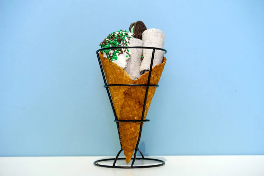 A ready to eat Oreo Mint Cone for Okashi Brings Thai Ice Cream with a Twist to Lakeview