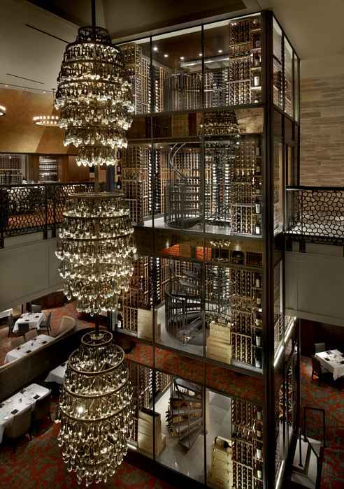 DF Chicago Wine Tower HR for Enjoy a Double Eagle Thanksgiving at Del Frisco's