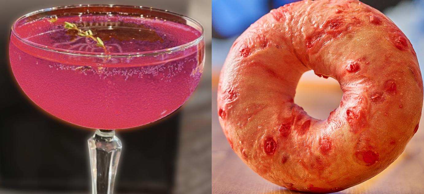 Pink Menu Items at Timothy O'Toole's and Bagels By The Book Chicago