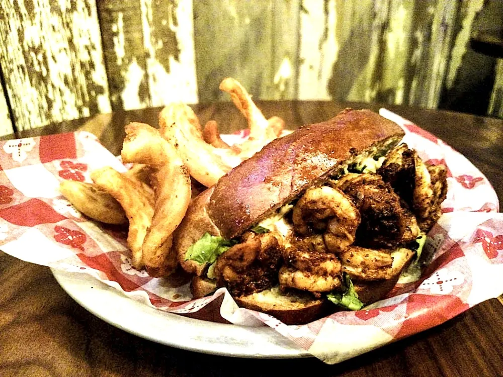 Shrimp Po'Boy at Dive Bar for Dining Out on National Shrimp Day