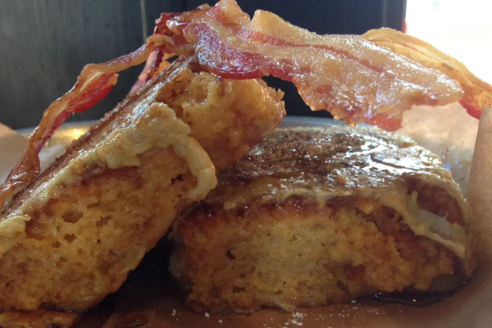 Cornbread French Toast. Photo credit: Kat Levitt @agirlandherfood for Brunch and Barbeque: Q BBQ Shows You How to Do It