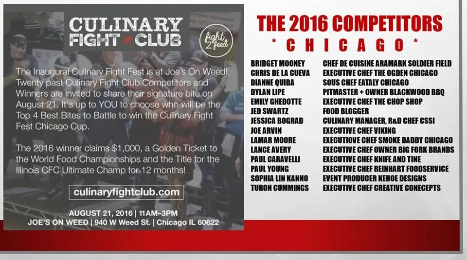 Fc for 2016 Inaugural Culinary Fight Fest on 8/21