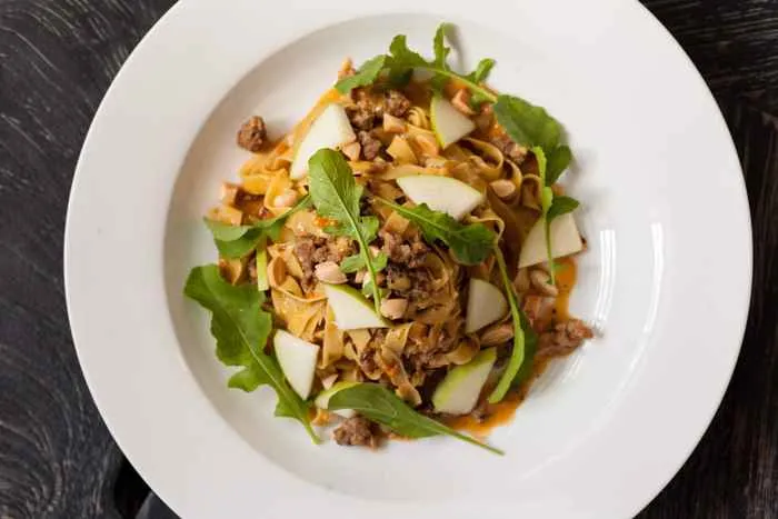 Pork Tagliatelle Zestar Apple Smoked Marcona Baby Arugula Lemon Img 5951 Copy for Ring in 2017 with Eden!