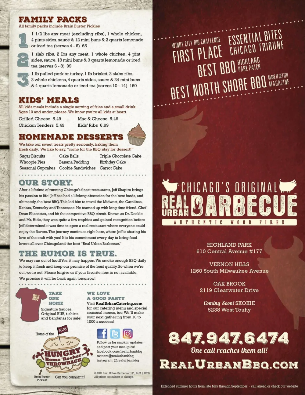 Real Urban Barbecue New Menu 2017