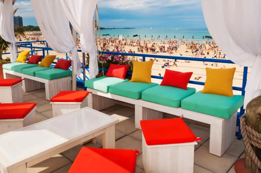 north avenue beach, patio, private event space, corona, beach, chicago summer
