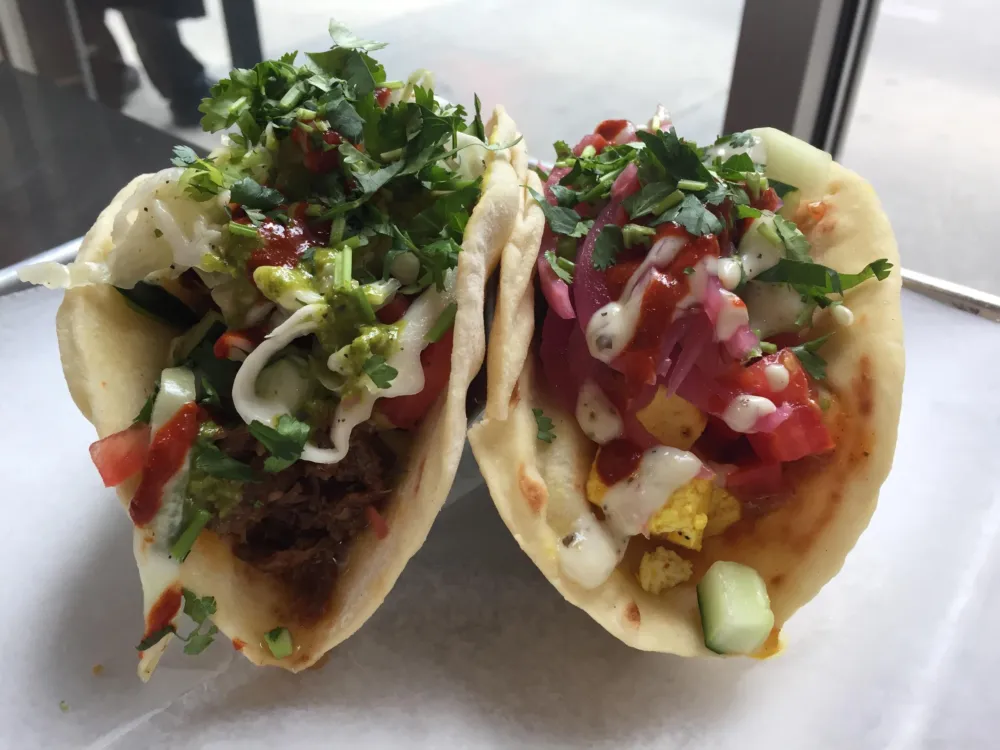 Chicken and Veggie Naan Tacos for Naan Tacos? That's Naansense