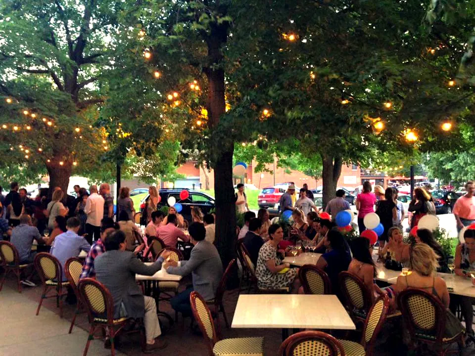 The courtyard patio at The Blanchard for Outdoor Wine Dinner at The Blanchard