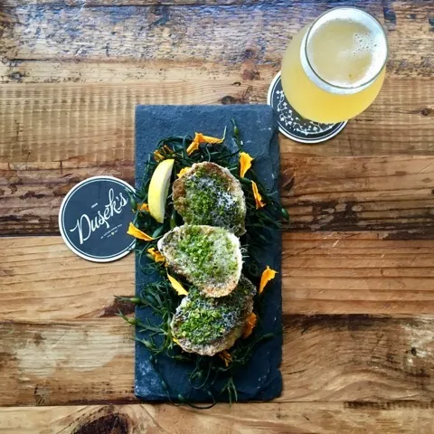 Wood Roasted Katama Oysters Rockefeller at Dusek's for National Oyster Day Specials at Chicago Hot Spots