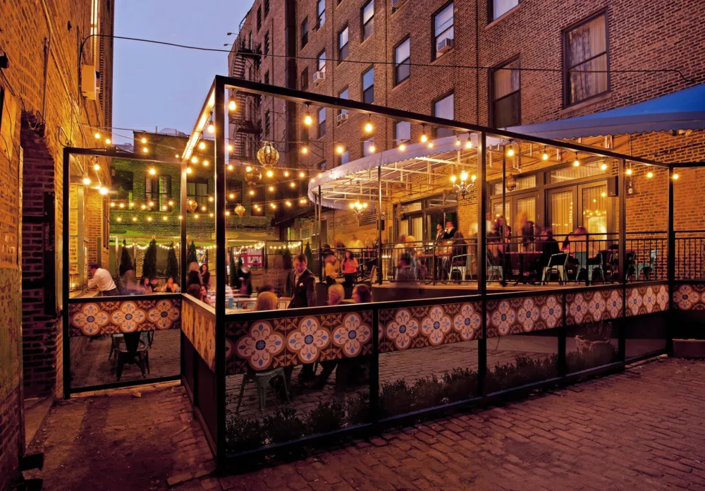 Patio at RM Champagne Salon for National Oyster Day Specials at Chicago Hot Spots