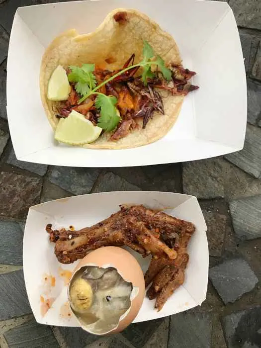 Grasshopper tacos, balut egg, spicy duck feet for Here's What You Missed at Strange Foods Festival 2