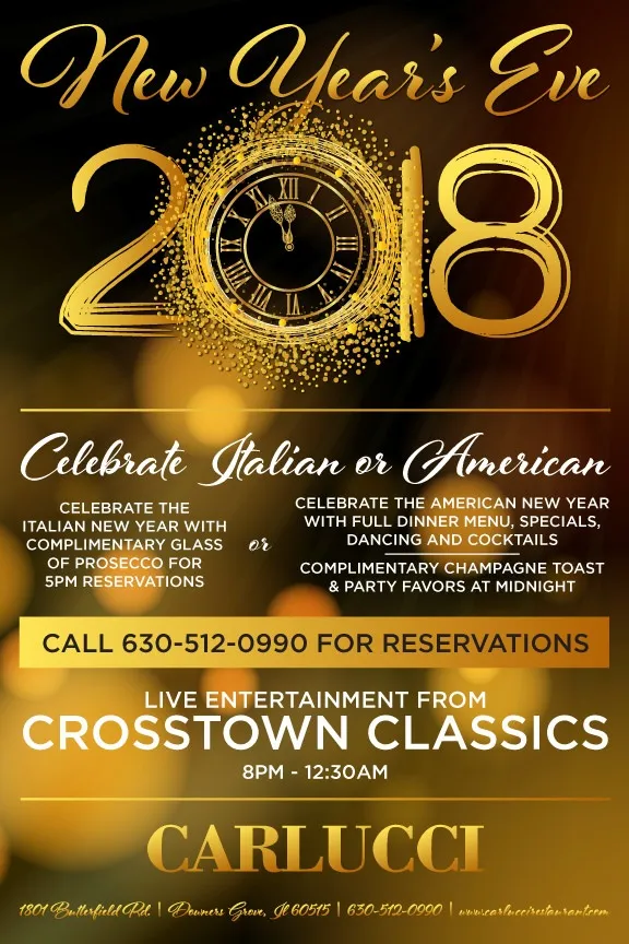 Carlucci Nye 2018 for New Year's Eve at Carlucci Downers Grove