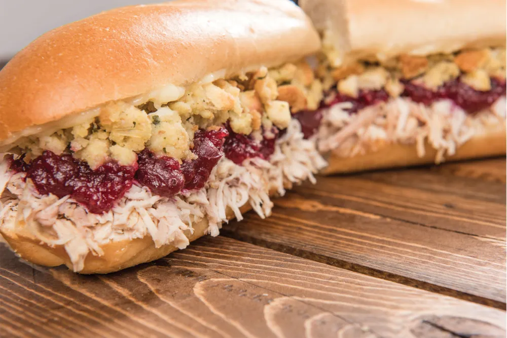 The Bobbie, made with turkey, cranberry sauce, stuffing and mayo for Capriotti's in Fulton Market Hosts Giveaway of Free Sandwiches for a Year