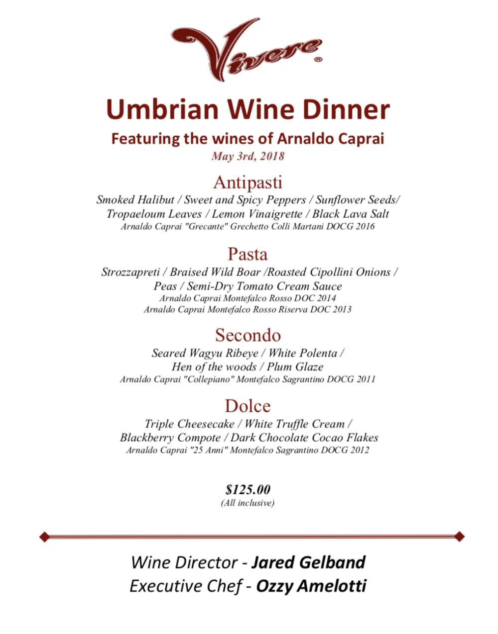 Image for Umbrian Wine Dinner with Vivere