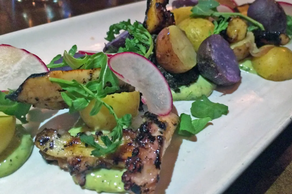 Charred Octopus with black olive tapenade for The Best of the Best Seafood at Pearl Tavern