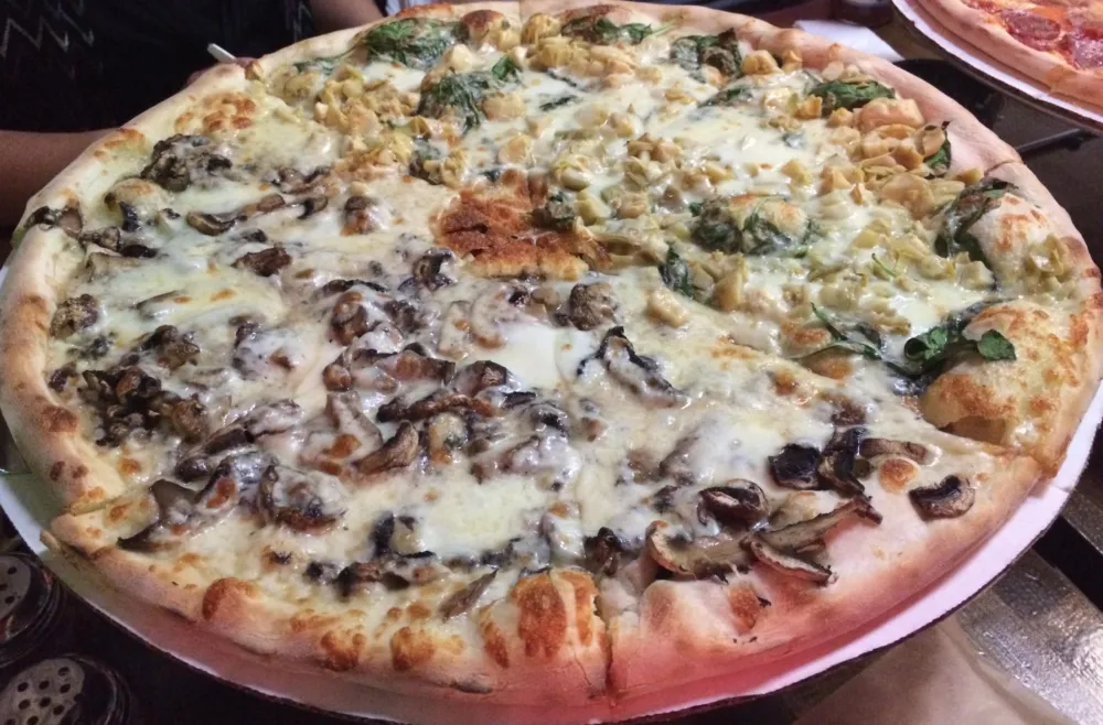 Large Mushroom/Artichoke Pizza for Bring Your Bros to Dough Bros.