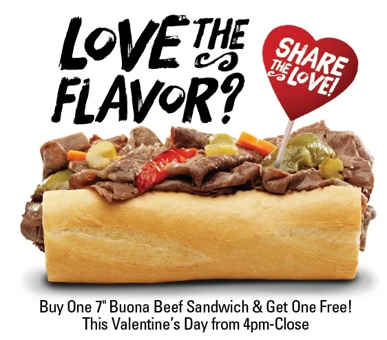 Image for Share the Flavor and get a FREE Buona Beef this Valentine’s Day