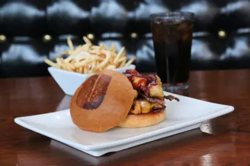 Umami Cameron 0000 Camerons Dallas Bbq Burger With Real Sugar Pepsi And Thin Fries At Umami Burger for Umami Burger Debuts Latest Artist Series Collaboration Burger