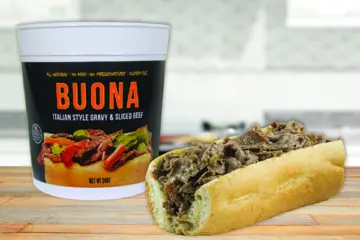 Buona 24Oz Beef In Kitchen With Beef Sandwich Print 01 1 for Buona Brings Chicago Italian Beef, Sausage, Meatballs and More to Select Retail Stores