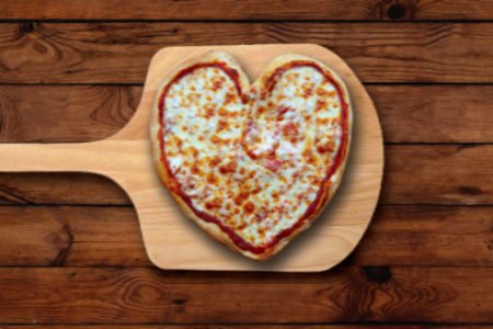 Valentine's Day Heart Shaped Pizza at Connie's Pizza