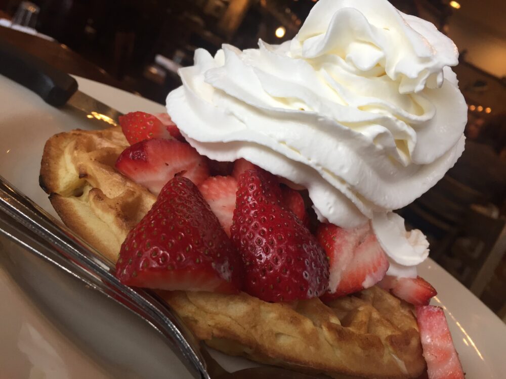 Waffle with Fresh Strawberries for King Crab House Launches Weekend Brunch