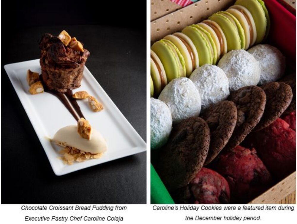 Chocolate Croissant Bread Pudding and Caroline's Holiday Cookeis from George Trois Group