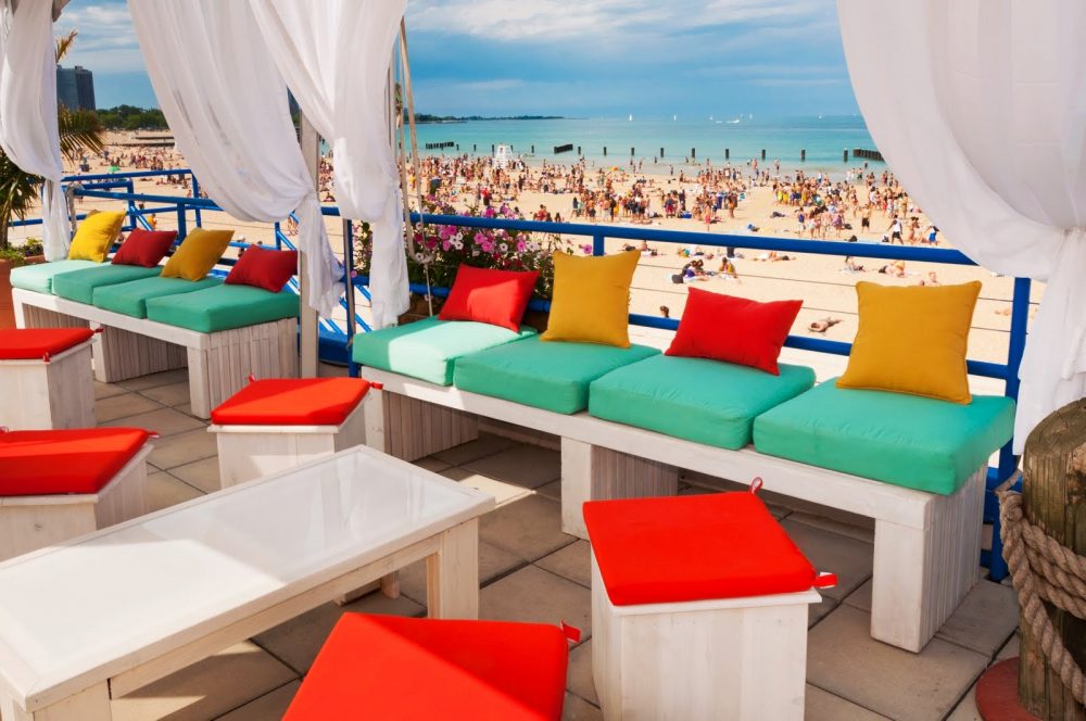 north avenue beach, patio, private event space, corona, beach, chicago summer, 