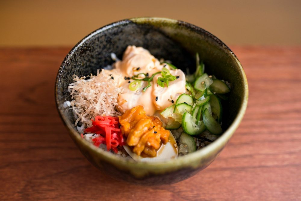 Strings Ramen Donburi with Spicy Scallops and Uni