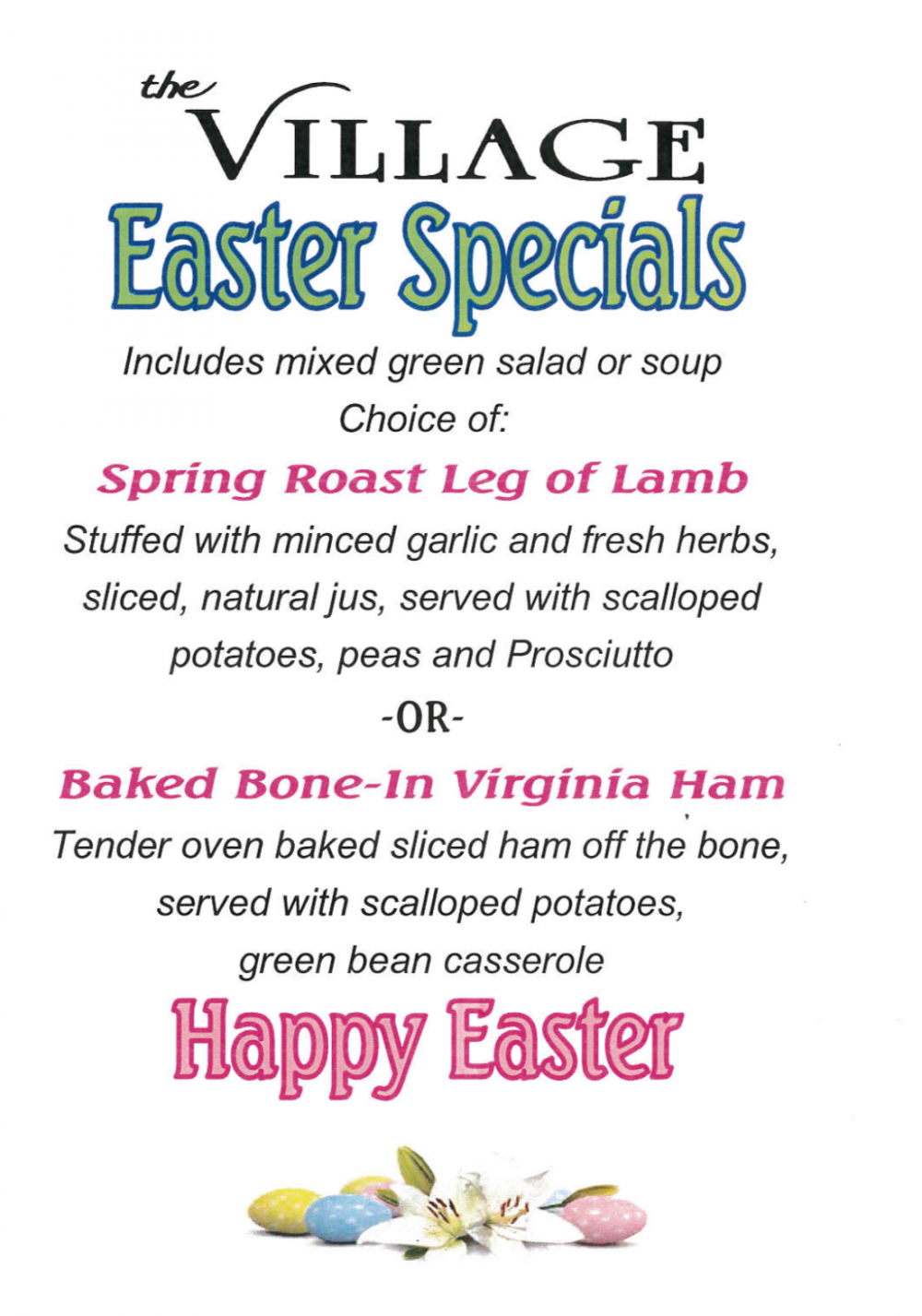 Easter Menu