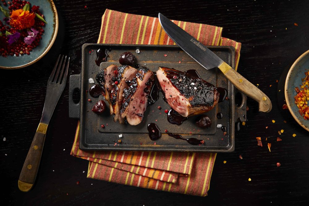 Grilled Duck With Cherry Malbec Sauce