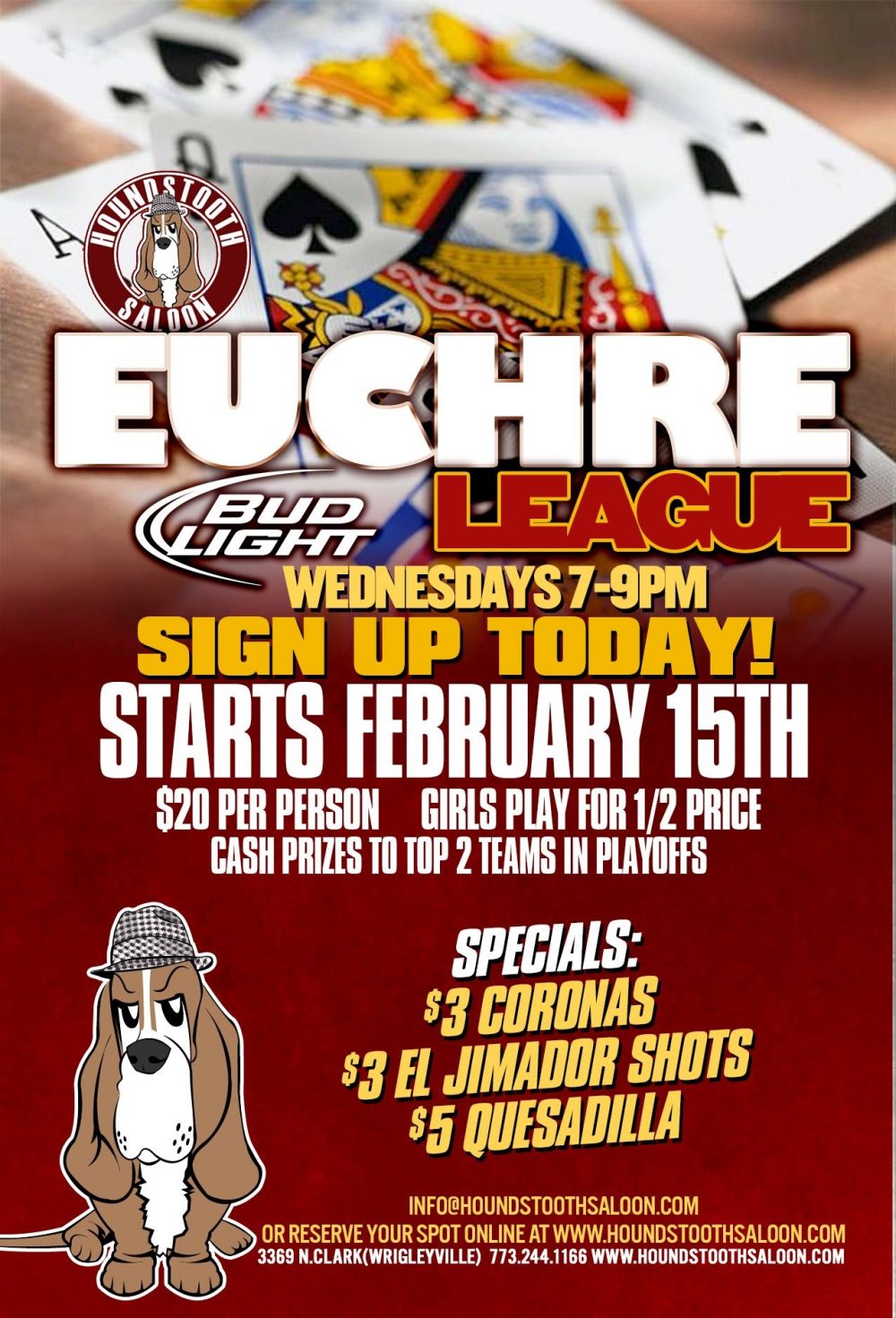 Euchre Winter League Registration at Houndstooth Saloon