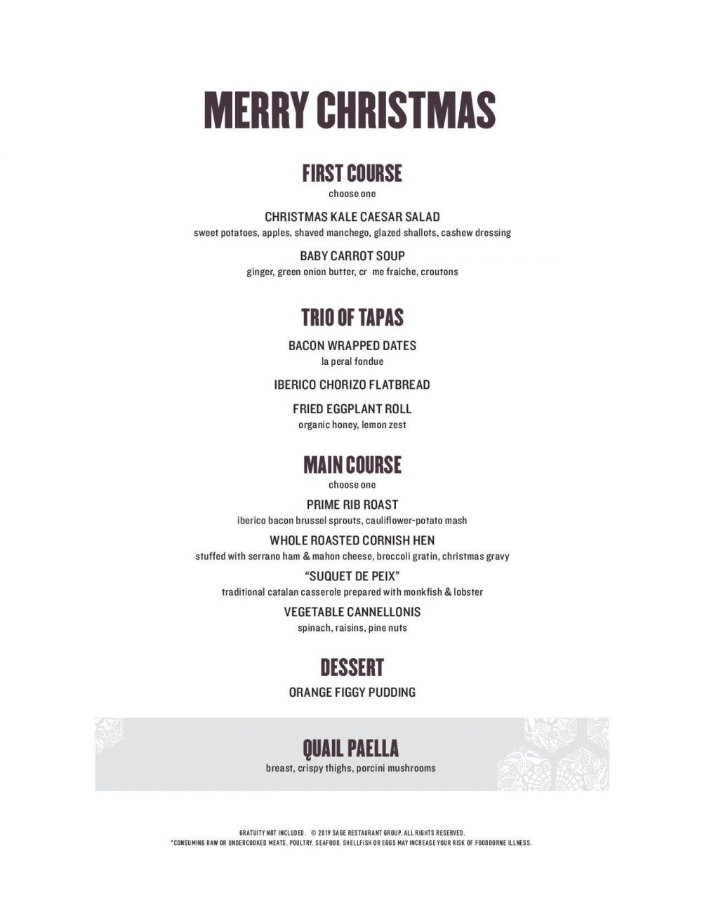 Mercat Christmas Menu 