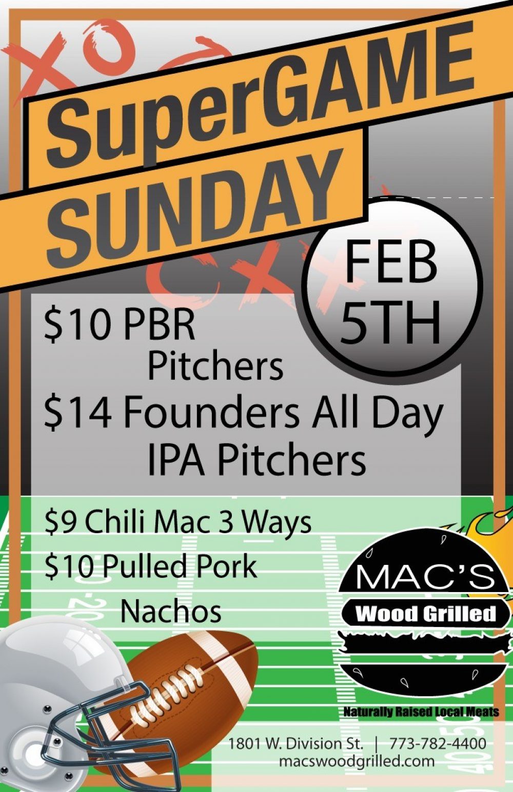 Mac's Wood Grilled Super Game Sunday 