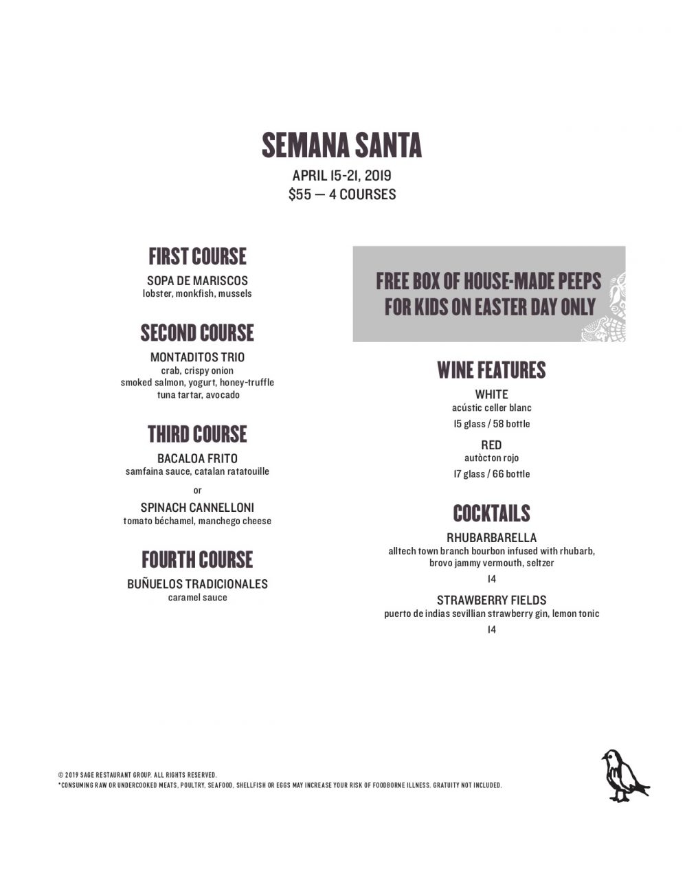 Mercat Chicago Tapas Easter Menu 2019