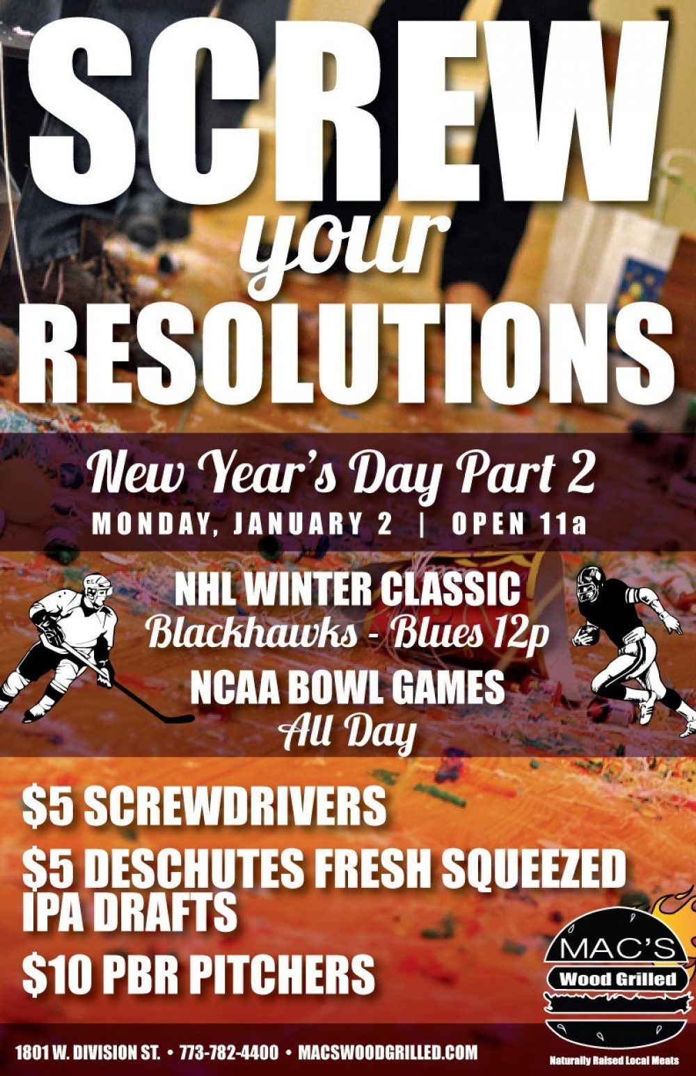 Screw Your Resolutions: New Year’s Day Part 2 at Mac’s Wood Grilled