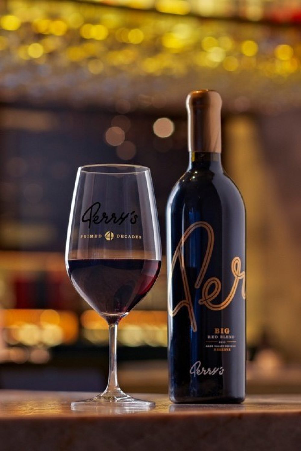 Perry's Reserve Bit Red Blend and 40th Anniversary Edition wine glass