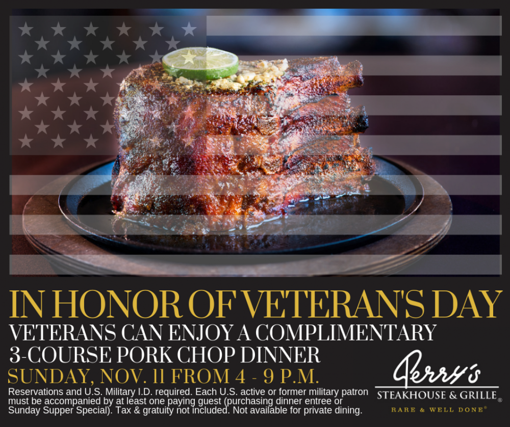 Veterans and Active Military, Enjoy A Complimentary Sunday Supper on