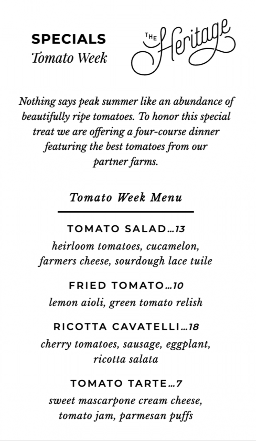 The Heritage Tomato Week