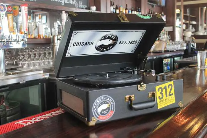 Goose Island Vinyl Record Player for Oktoberfest with Goose Island at The Harding Tavern