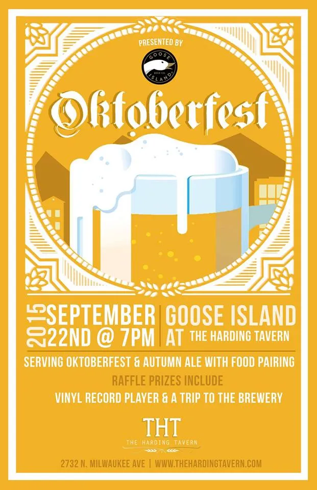Oktoberfest 2015 flyer for Oktoberfest with Goose Island at The Harding Tavern