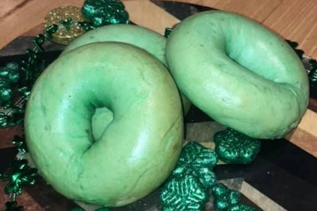 Celebrate St. Paddy's with Green Bagels at Bagels By The Book 