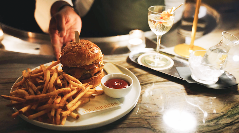 Food Burger for New Happy Hour at Nic + Junior’s Tavern
