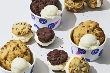 Ice Cream Sandwiches Levain A La Mode mark weinberg for Levain + Pretty Cool Ice Cream = Cookies à la mode Now Available at Levain Bakeries in Chicago