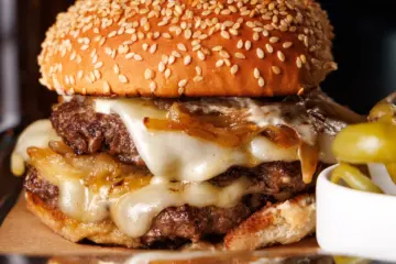 TG Waygu Double Smash Burger 13 for Where to Eat for National Cheeseburger Day, September 18