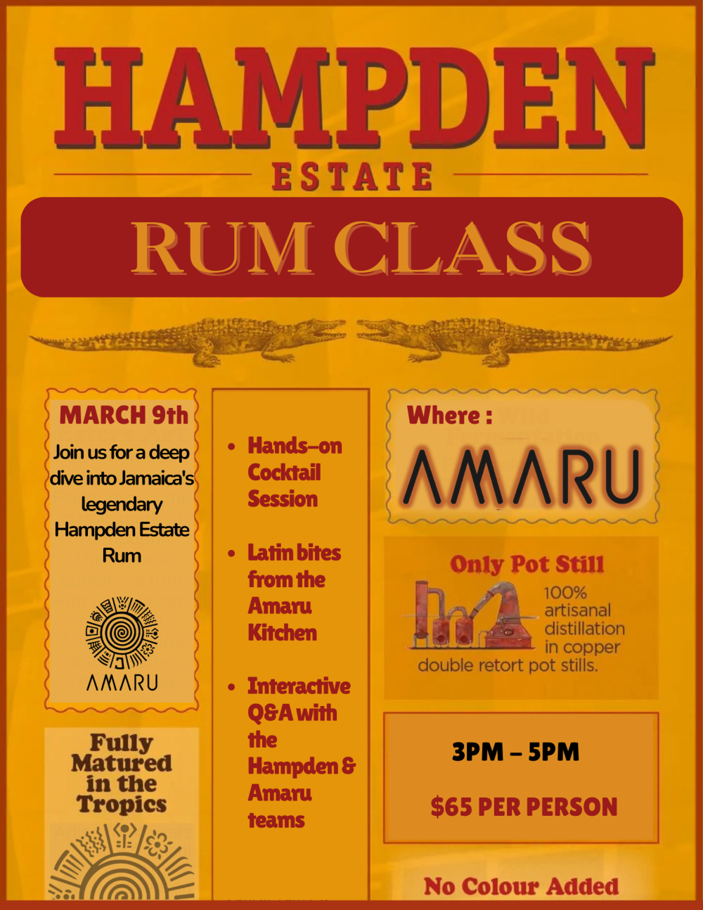 Amaru Rum Class - Amaru Announces Rum Class with Hampden Estate - Chicago restaurant news