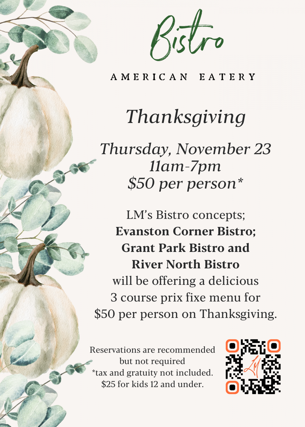 Bistro Thanksgiving Postcard