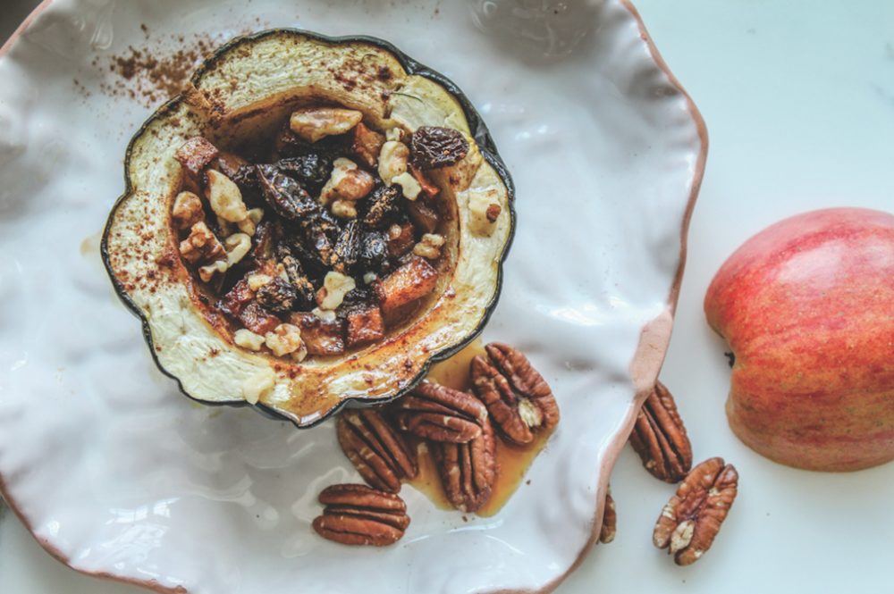 One of Putzel's favorite dishes to make in the Winter, the apple stuffed acorn squash. (Photo Courtesy of Claudia Chocano)