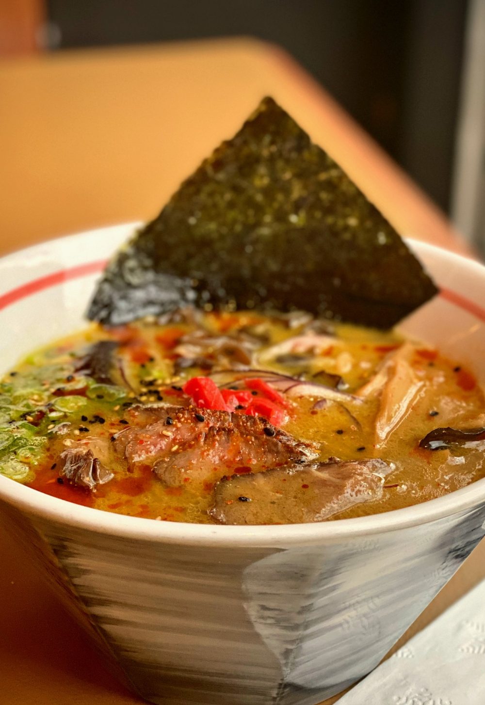 Curry Ramen with sliced Duck Breast and Beef Tongue.